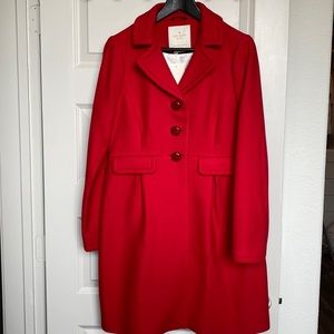 Kate Spade Faux Fur Collar Dresscoat in Size 10, Red